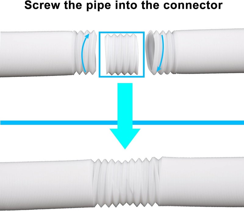 Prestantious Extra Extension Flexible Pipe for 3.1” Pipe, 2.6 inches ID, 3.1 inches OD, Stretched Length 6.6ft, White - Image 3